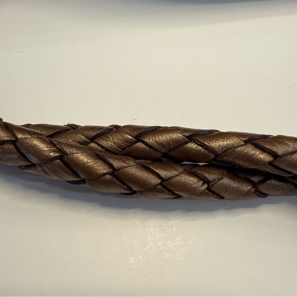 Etienne Aigner Bronze Pebbled Leather Slouchy Hobo Bag Braided Strap - Picture 5 of 16